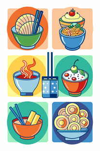 多彩中式美食插画集合