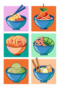 多彩面食插画