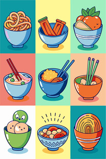 多彩中式美食插画集合