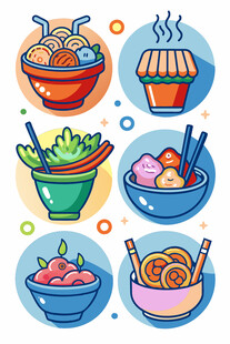 多彩卡通风格美味中式汤品