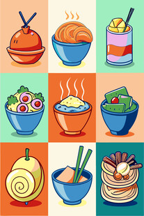 多样美食插画展示