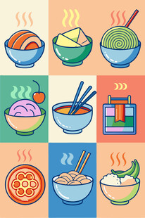 多彩中式美食插画