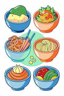 多彩面食美食碗中展示