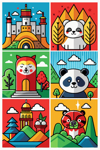 动物与建筑卡通插画组图
