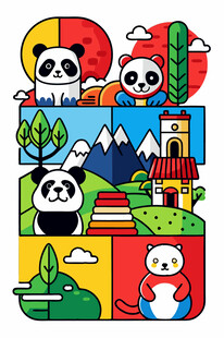 多彩中国风卡通元素集合