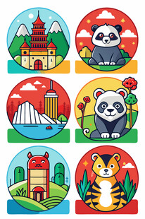 各国特色动物与建筑图标