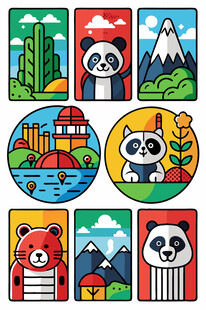 动物与风景卡通图案集合