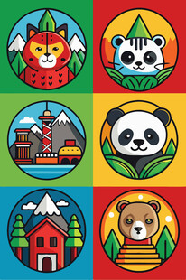 动物与自然风景图标集