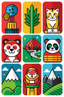 多彩卡通图案集合