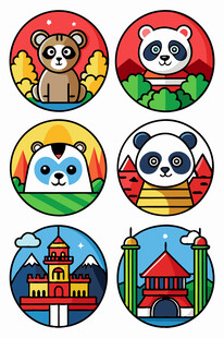 动物与建筑图标集合