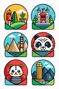 各地特色景观图标集合