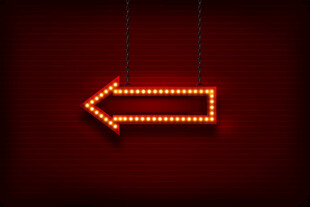 红色发光向左箭头指示牌