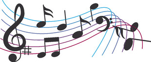 手绘音乐符号与五线谱