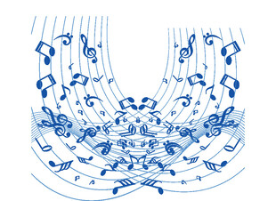 青花瓷风音乐元素图案