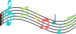 多彩音符舞动的音乐旋律