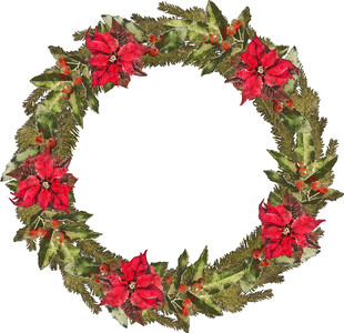 圣诞花卉花环插画