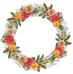 多彩花卉编织的精美花环