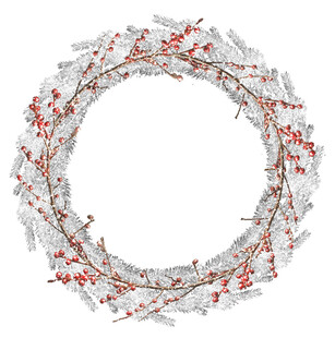 冬日银白浆果装饰花环