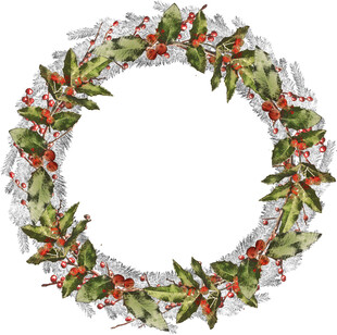 圣诞冬青花环装饰图案