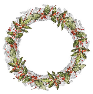 圣诞冬青花环装饰图