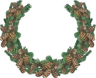 松果绿叶圣诞花环