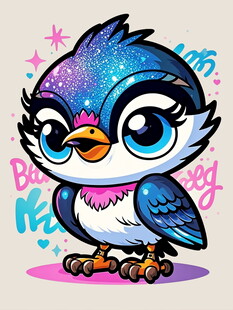 可爱蓝羽小鸟卡通形象