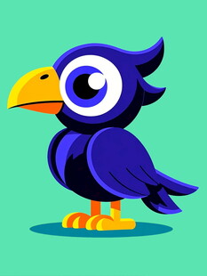 可爱蓝色卡通乌鸦形象