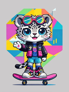 潮酷小老虎玩滑板