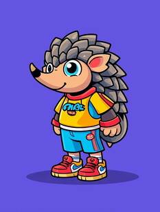 穿背带裤的可爱小刺猬