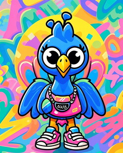 时尚蓝鸟卡通形象