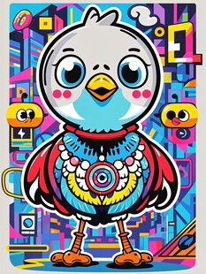 卡通小鸟的绚丽多彩世界