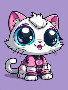 可爱卡通小猫穿粉色服饰