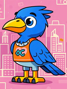 蓝色卡通小鸟城市形象