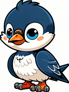 可爱蓝白小鸟卡通形象