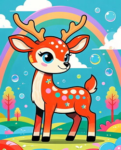 梦幻小鹿在彩虹下的乐园