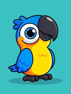 可爱蓝黄鹦鹉插画