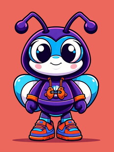 可爱蓝色昆虫风卡通机器人