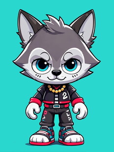 时尚装扮的卡通小狼