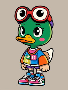 潮酷绿鸭卡通形象