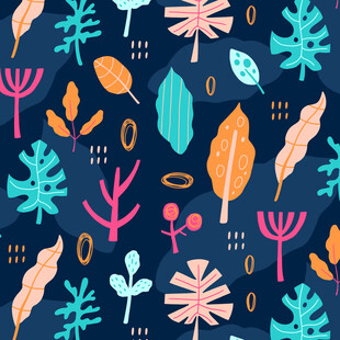 多彩植物图案背景