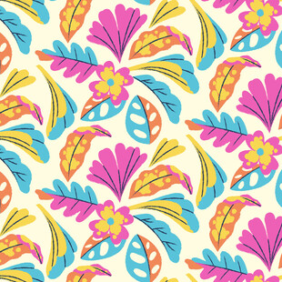 多彩花卉图案无缝背景
