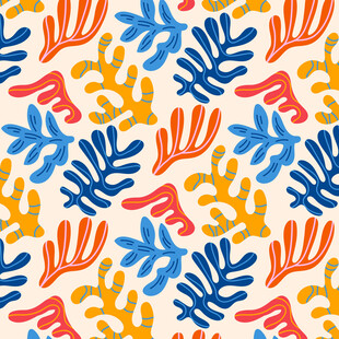 多彩植物图案背景纹理