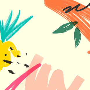 手绘风水果与抽象元素图案