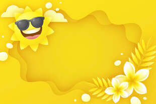 夏日阳光花朵边框背景图