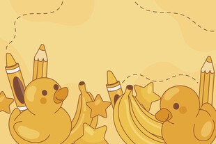 卡通铅笔与橡皮的欢乐场景