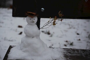 雪地中的可爱小雪人