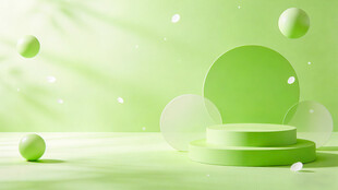 清新绿色立体展示场景