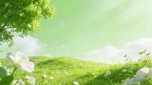 春日绿野繁花美景