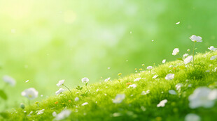 嫩绿草尖上的晶莹露珠