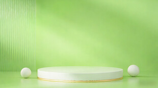 绿色背景圆形展示台